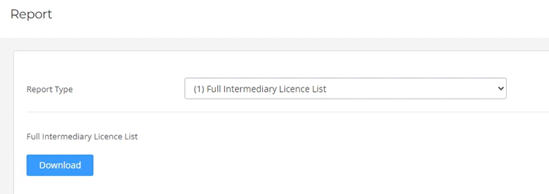 Full Intermediary List download option inside the portal